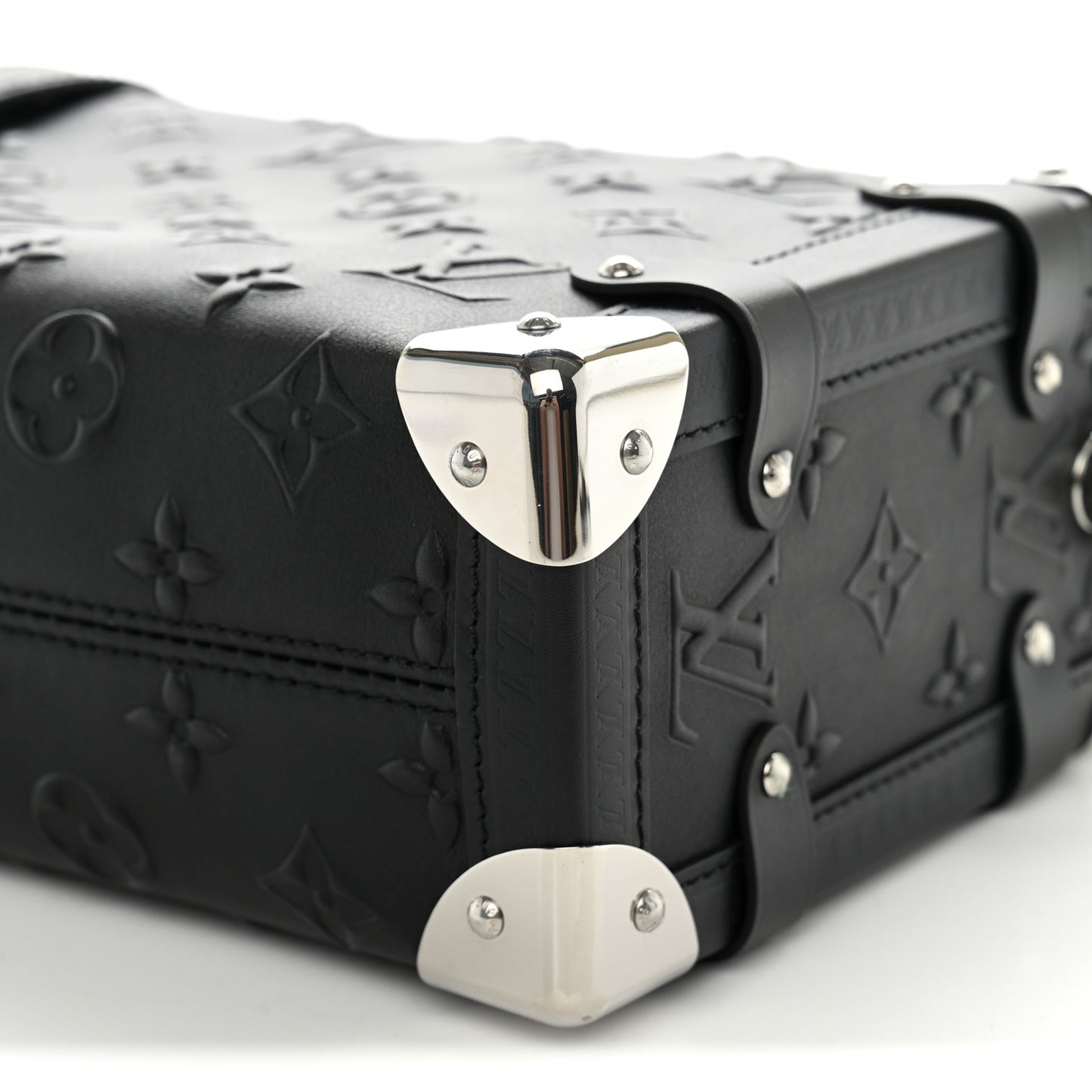 Calfskin Debossed Monogram Side Trunk Black