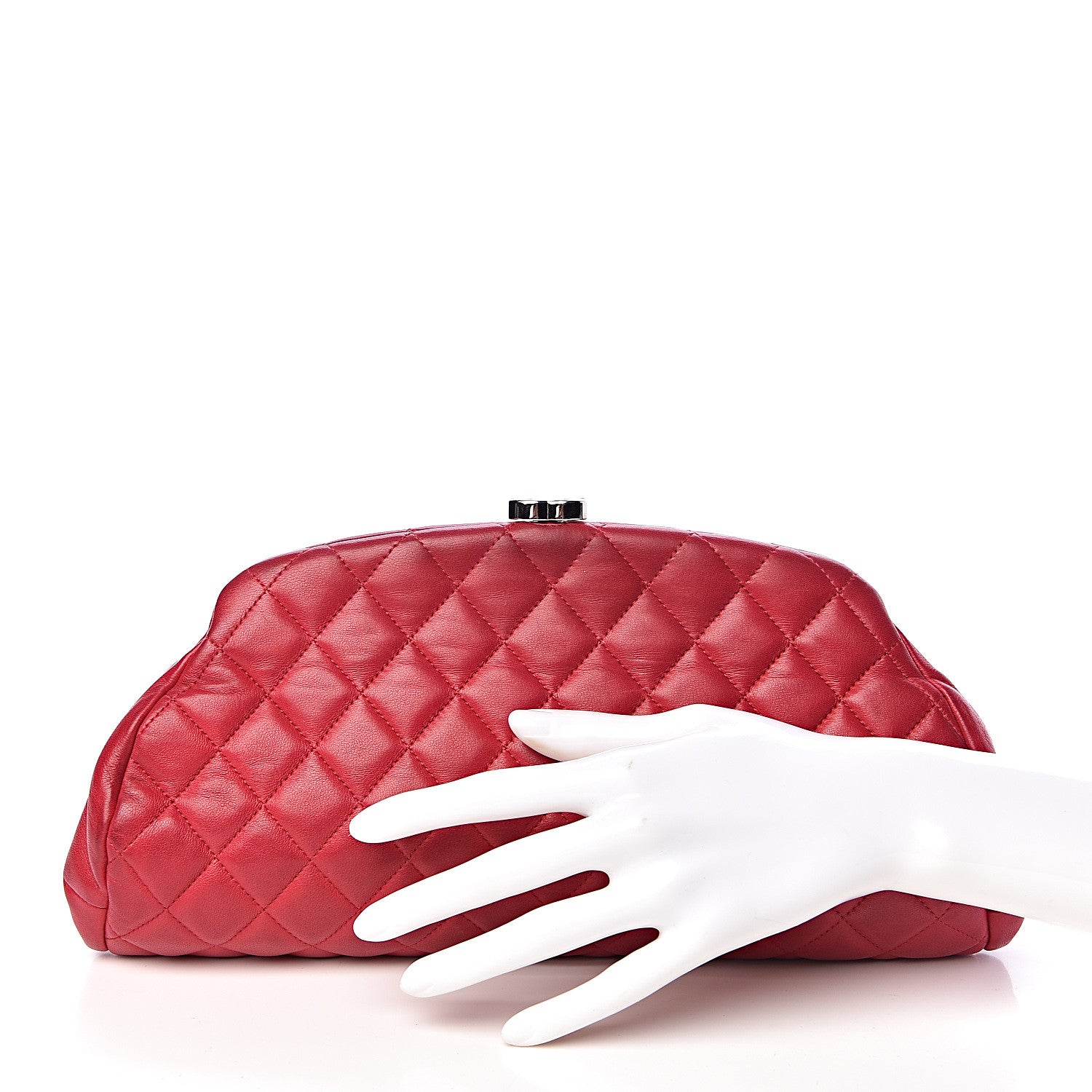 Chanel Lambskin Quilted Timeless Clutch Red 2 of 12