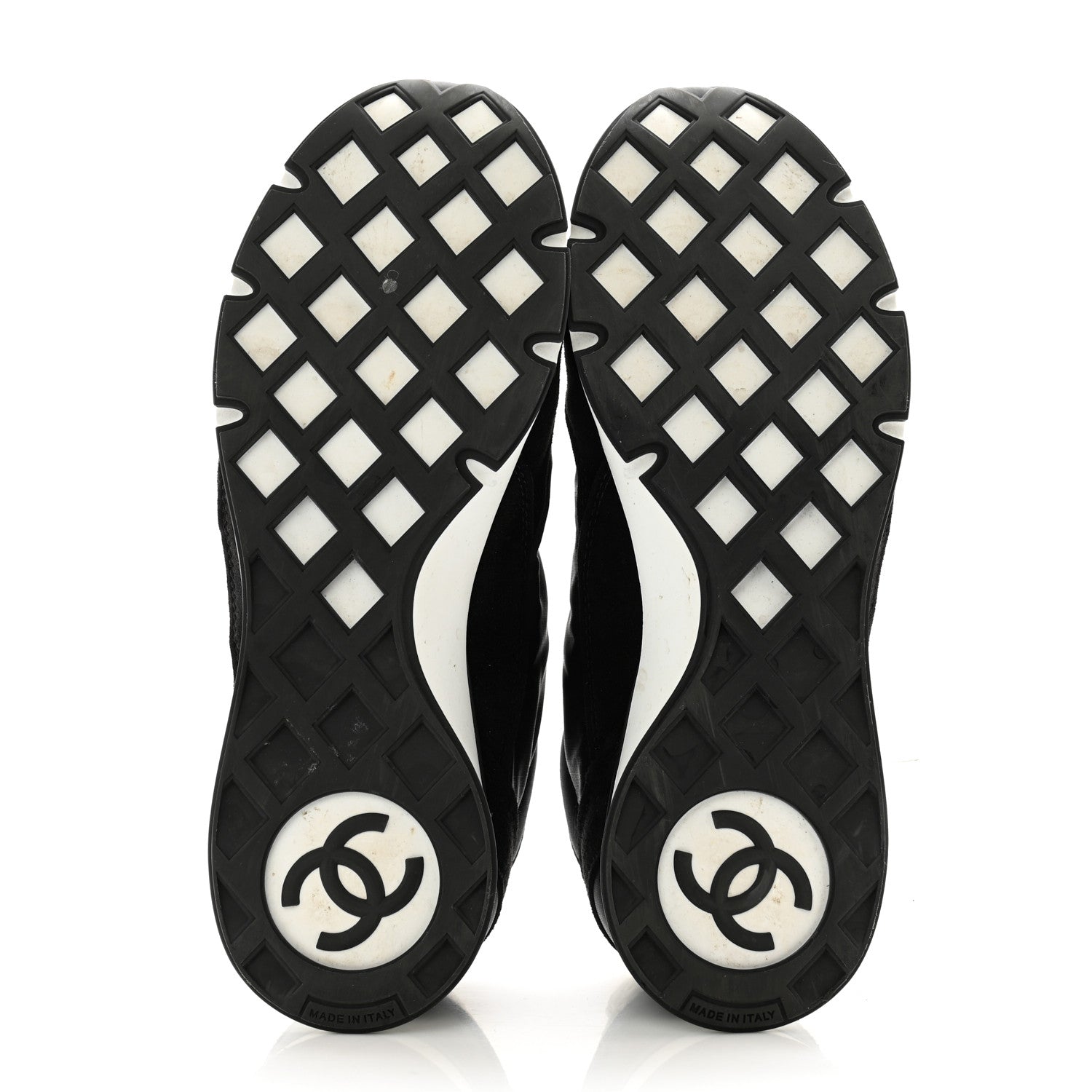 Chanel Nylon Suede Kidskin Calfskin Logo Sneakers 37 Black White 5 of 11