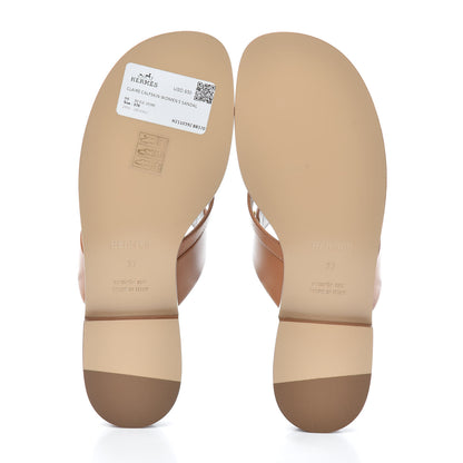 Hermes Calfskin Claire Sandals 37 Gold 7 of 7