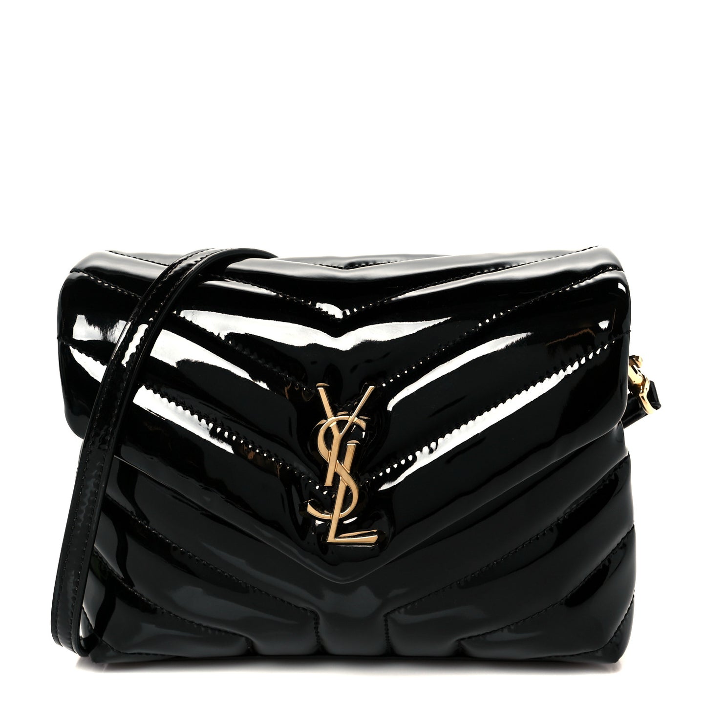 Patent Y Quilted Monogram Toy Loulou Crossbody Bag Black