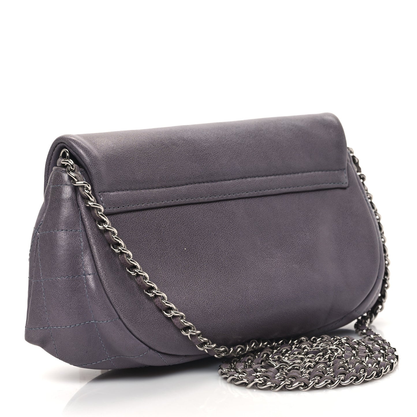 Lambskin Half Moon Wallet on Chain WOC Light Grey