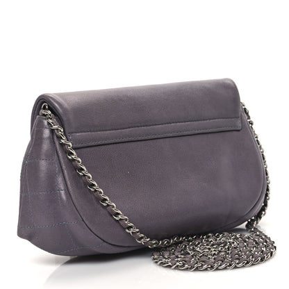 Chanel Lambskin Half Moon Wallet on Chain WOC Light Grey 3 of 11