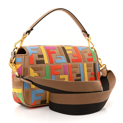 Fendi Canvas Vitello King FF Multicolor Embroidered Baguette Multicolor Cuoio 3 of 10