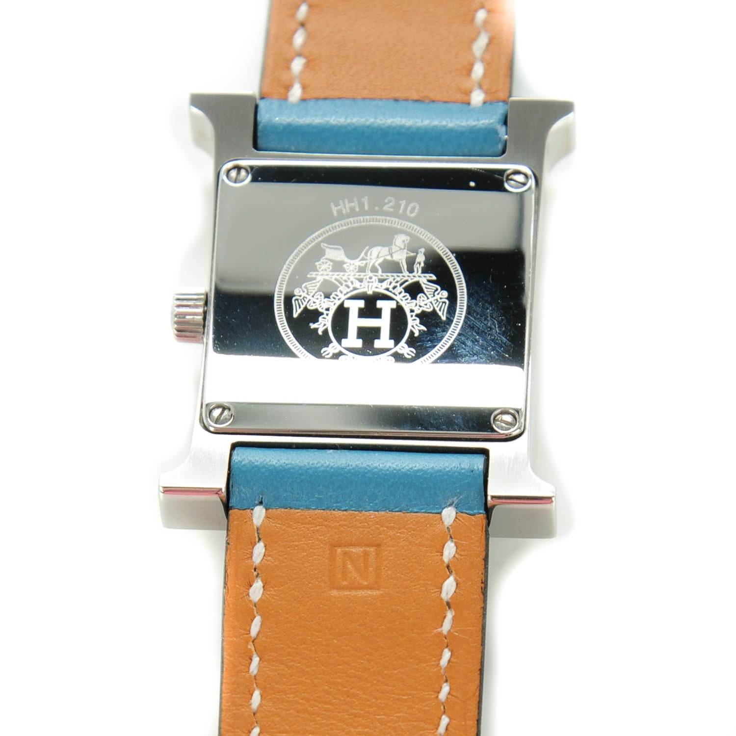 Hermes Stainless Steel Swift 21mm Heure H Hour Double Tour Quartz Watch Blue Jean 8 of 12