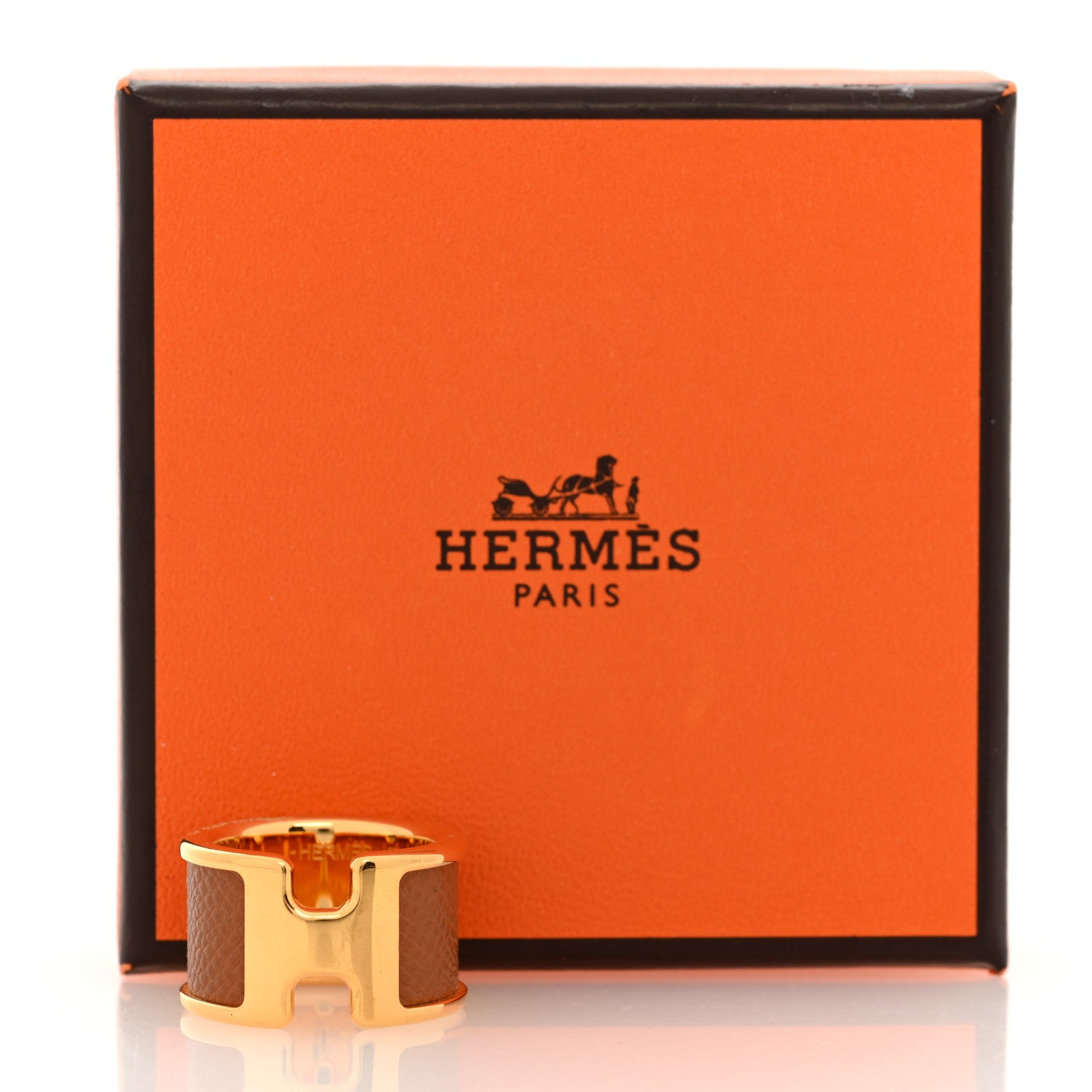 Hermes Madame Calfskin Large Olympe Ring XS 50 5.25 Gold 6 of 6