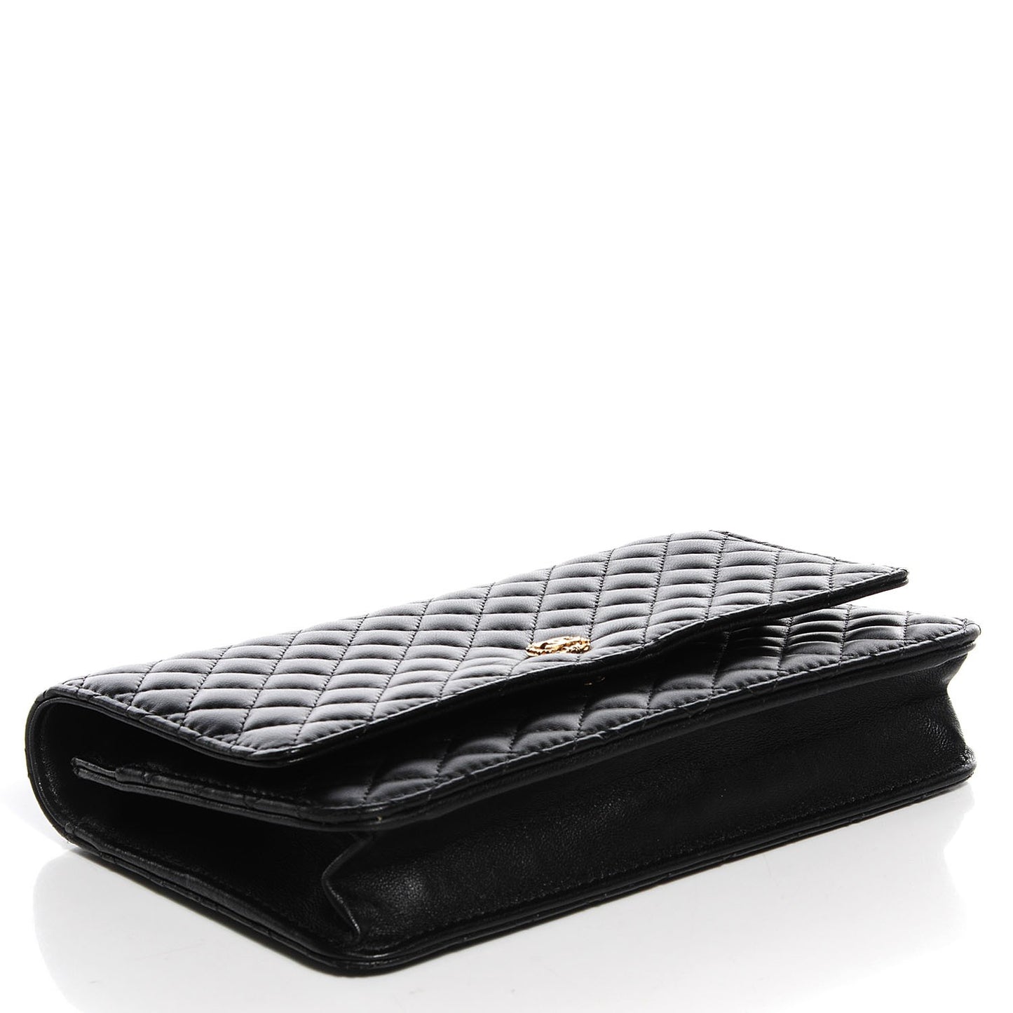 Lambskin Micro Quilted Wallet On Chain WOC Black