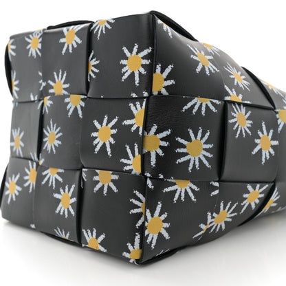 Bottega Veneta Nappa Maxi Intrecciato Daisy Print Small Cassette Bucket Bag Black White Yellow 9 of 10