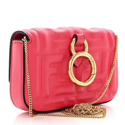 Fendi Nappa Matisse FF Embossed Nano Baguette Charm Lampone 3 of 10
