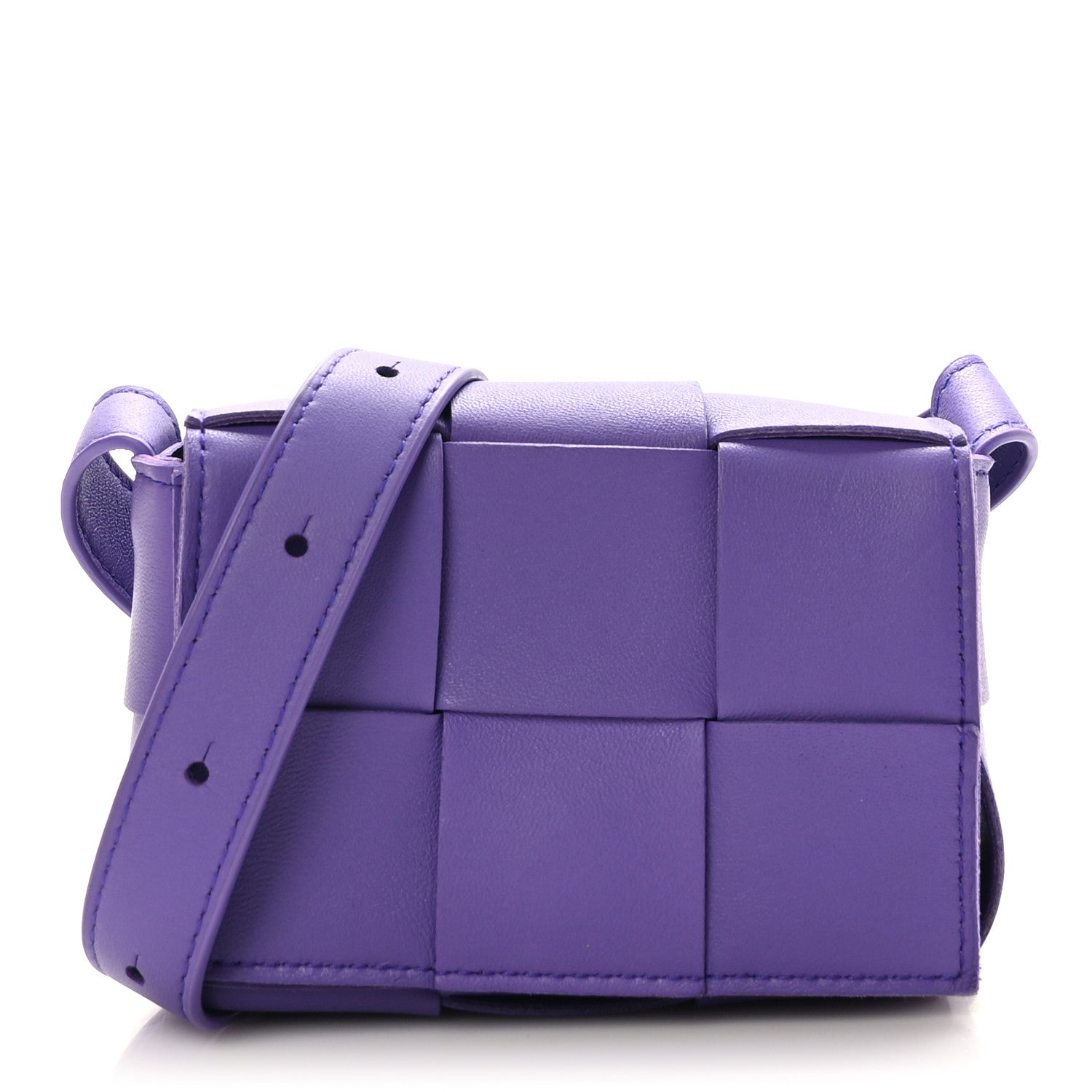 Bottega Veneta Lambskin Maxi Intrecciato Extra Mini Cassette Crossbody Bag Purple 1 of 8