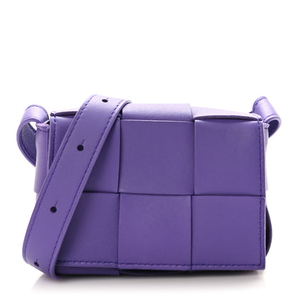 Bottega Veneta Lambskin Maxi Intrecciato Extra Mini Cassette Crossbody Bag Purple 1 of 8