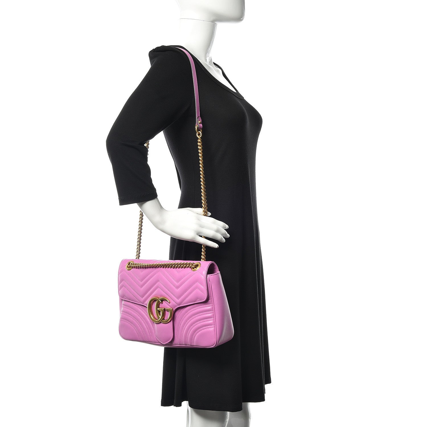 Gucci Calfskin Matelasse Medium GG Marmont Shoulder Bag Candy Mousse 2 of 10