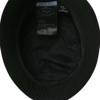 Prada Re-Nylon Metal Triangle Logo Womens Bucket Hat M Black 7 of 8