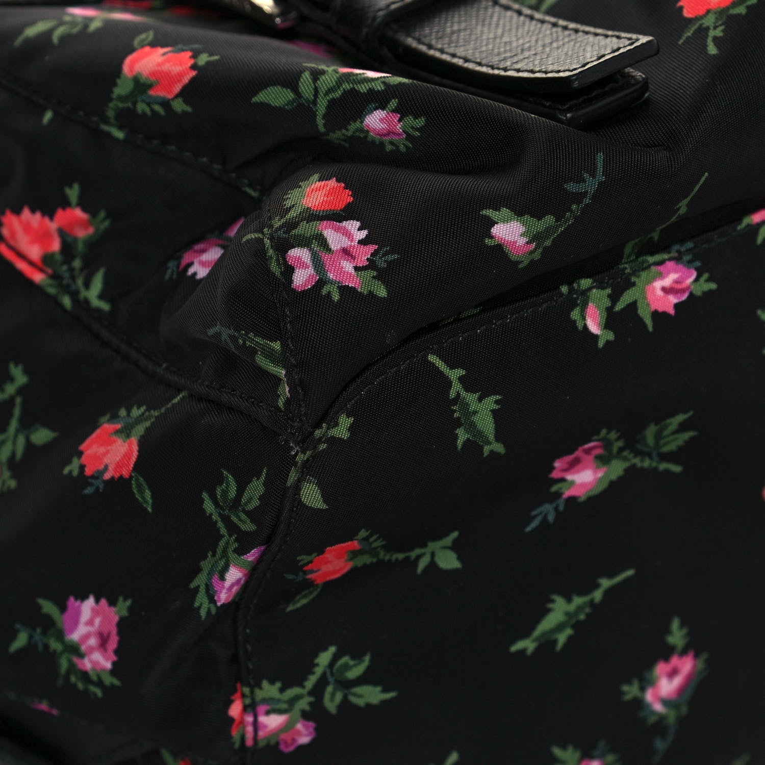 Prada Tessuto Nylon Saffiano Stampata Backpack Black Dis Rose 7 of 11