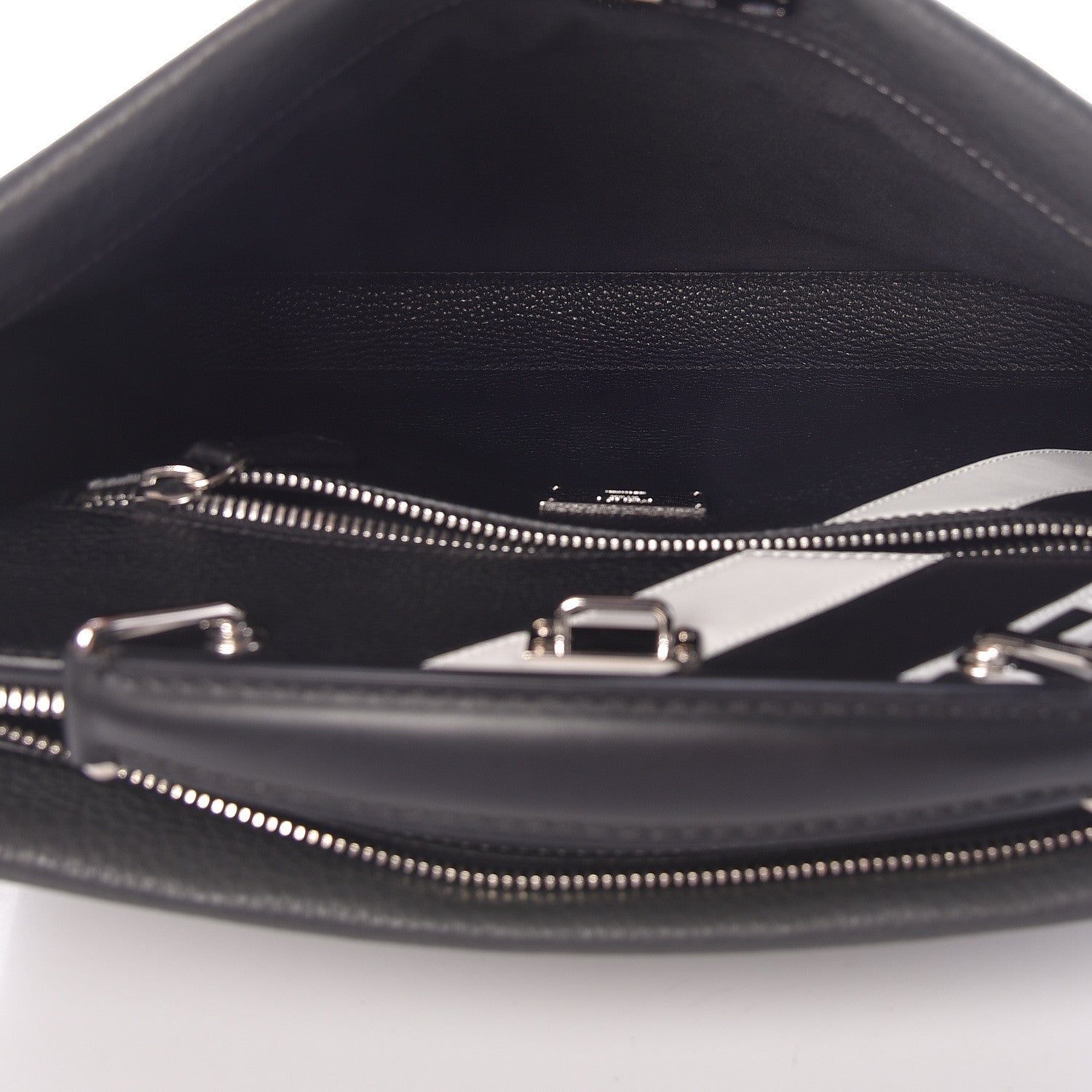 Fendi Calfskin FF Inlay Large Peekaboo Iconic Fit Satchel Asfalto 7 of 13