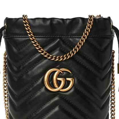 Gucci Calfskin Matelasse Mini GG Marmont 2.0 Bucket Bag Black 7 of 11