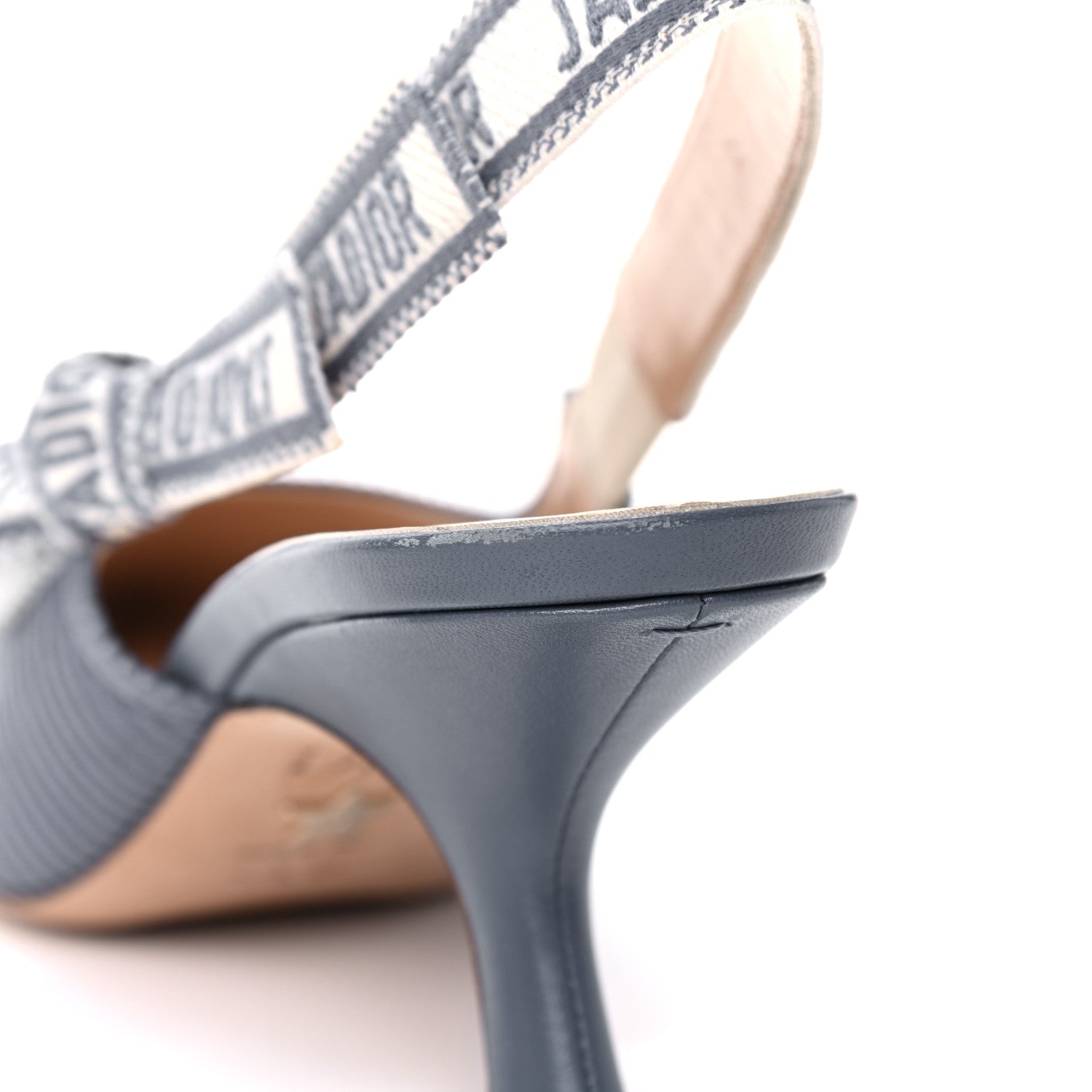 Christian Dior Cotton Ribbon Embroidered J'Adior Slingback 65mm Pumps 37.5 Denim Blue 12 of 13