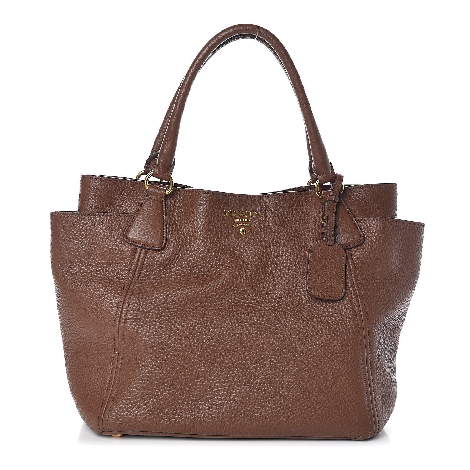 Prada Vitello Daino Side Pocket Tote Palissandro 1 of 9