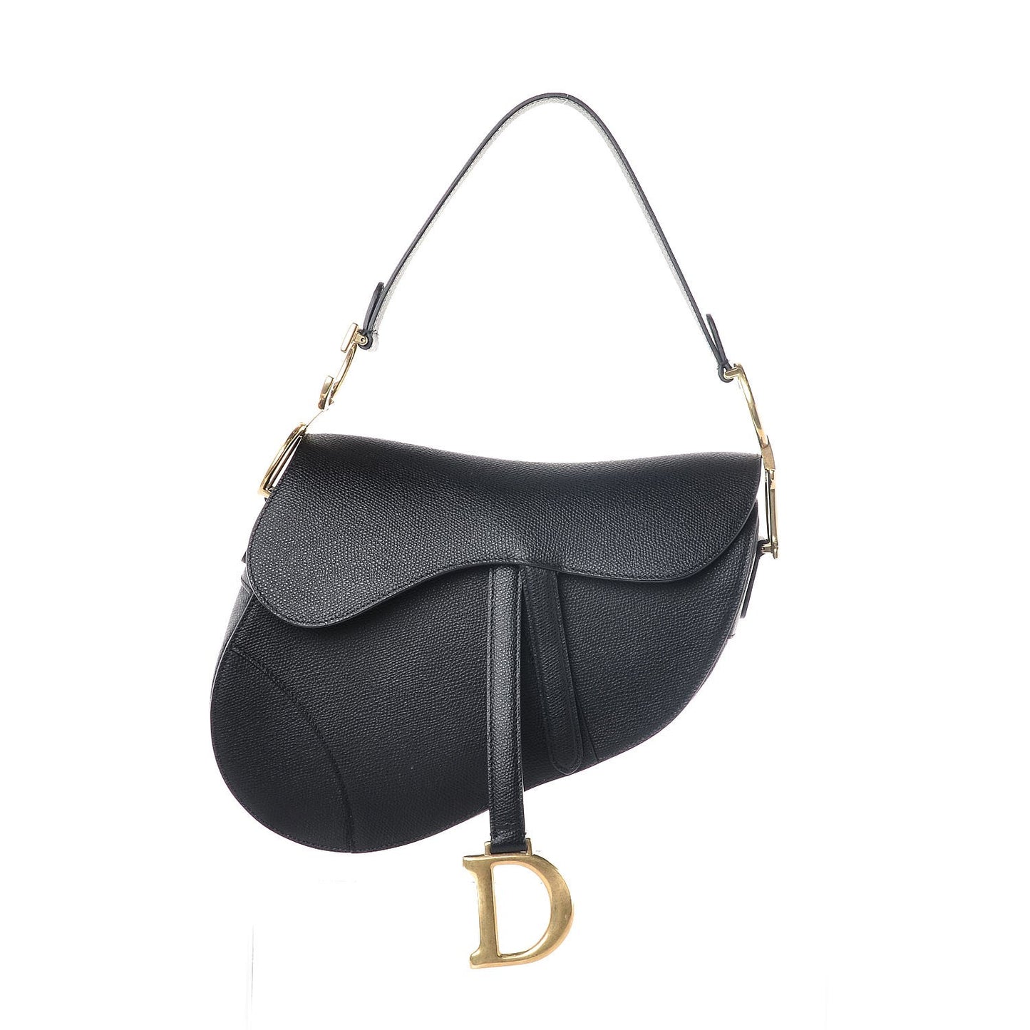 Grained Calfskin Saddle Bag Black