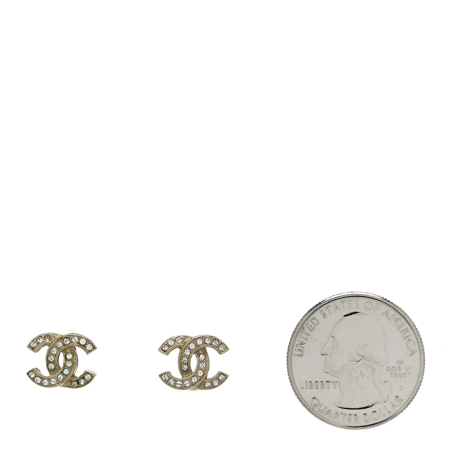 Chanel Crystal CC Earrings Gold 2 of 5