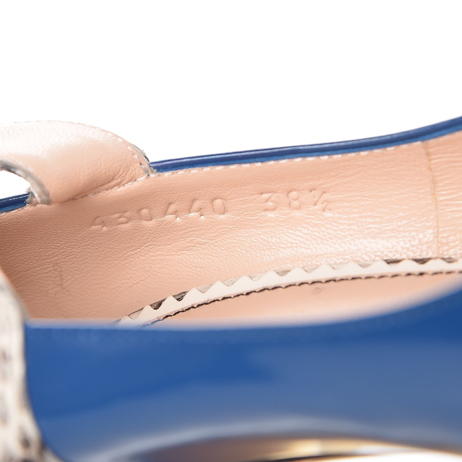 Gucci Polished Calfskin Elaphe Nimue Bow Mary Jane Pumps 38.5 Vintage Bluette Roccia 8 of 9