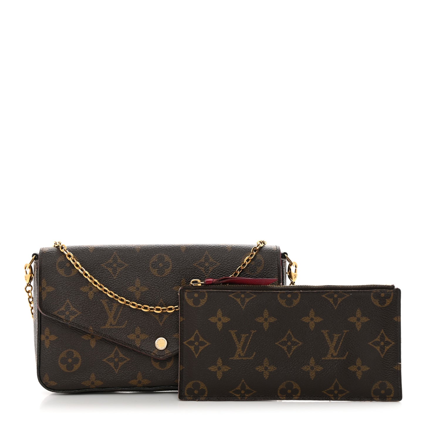 Monogram Pochette Felicie Chain Wallet Fuchsia