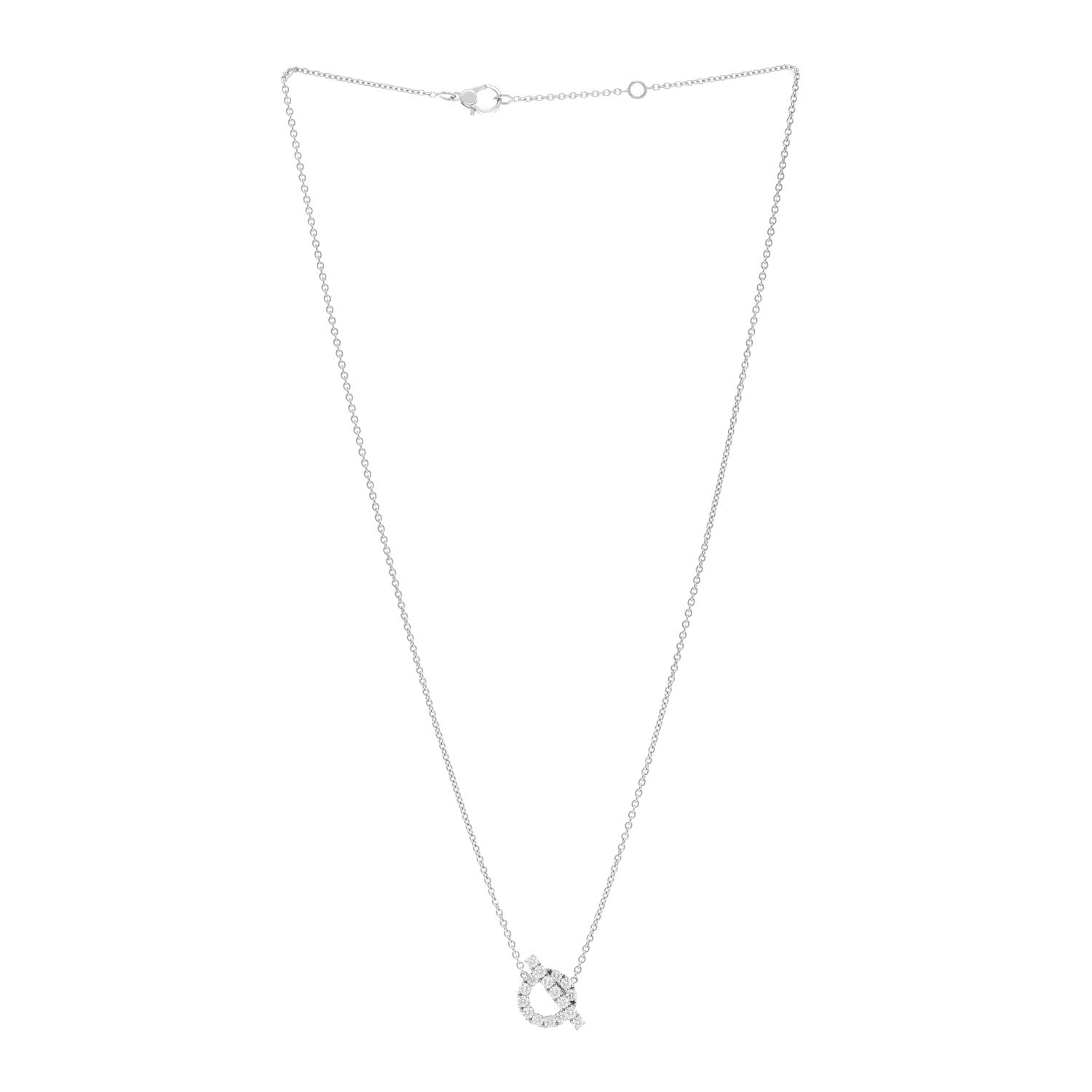 Hermes 18K White Gold Diamond Finesse Pendant Necklace 3 of 6
