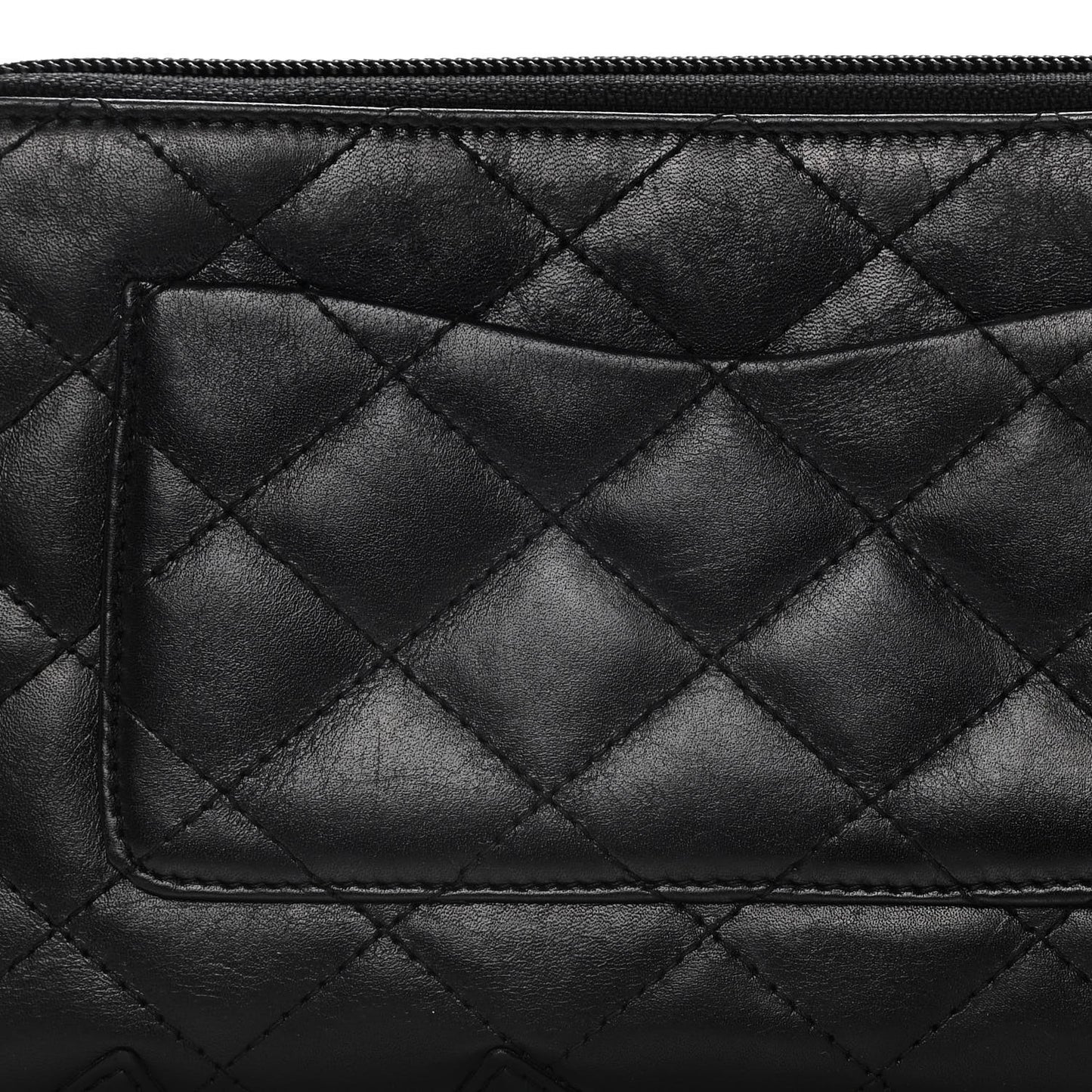 Calfskin Cambon Zip Around Organizer Wallet Black