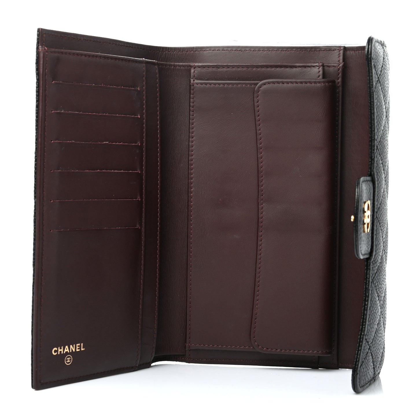 Caviar Quilted Large Flap Wallet Black