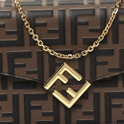 Fendi Vitello Ceylon Bi-Color FF 1974 Embossed FF Diamonds Chain Wallet Maya Black 8 of 10