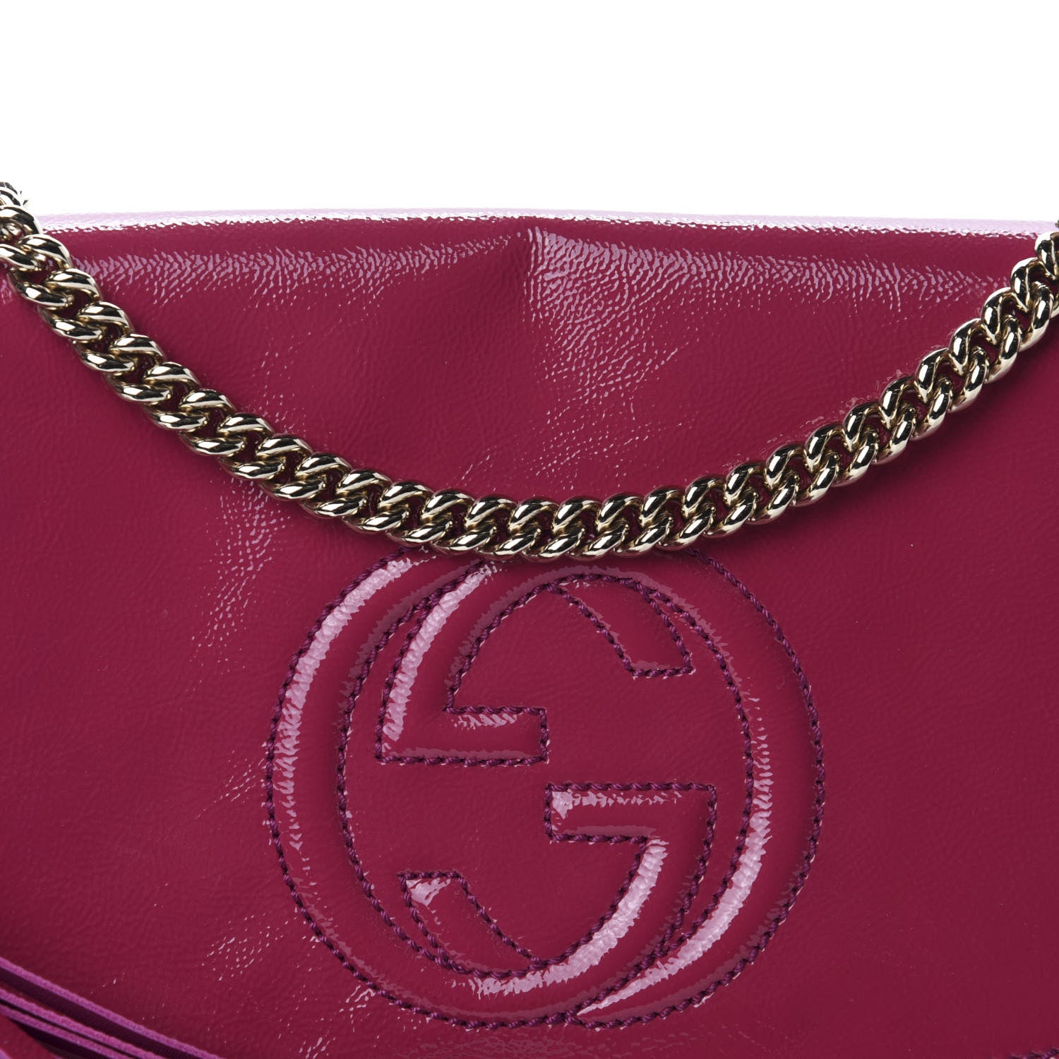 Gucci Patent Medium Soho Flap Crossbody Bright Bougainvillea 11 of 11