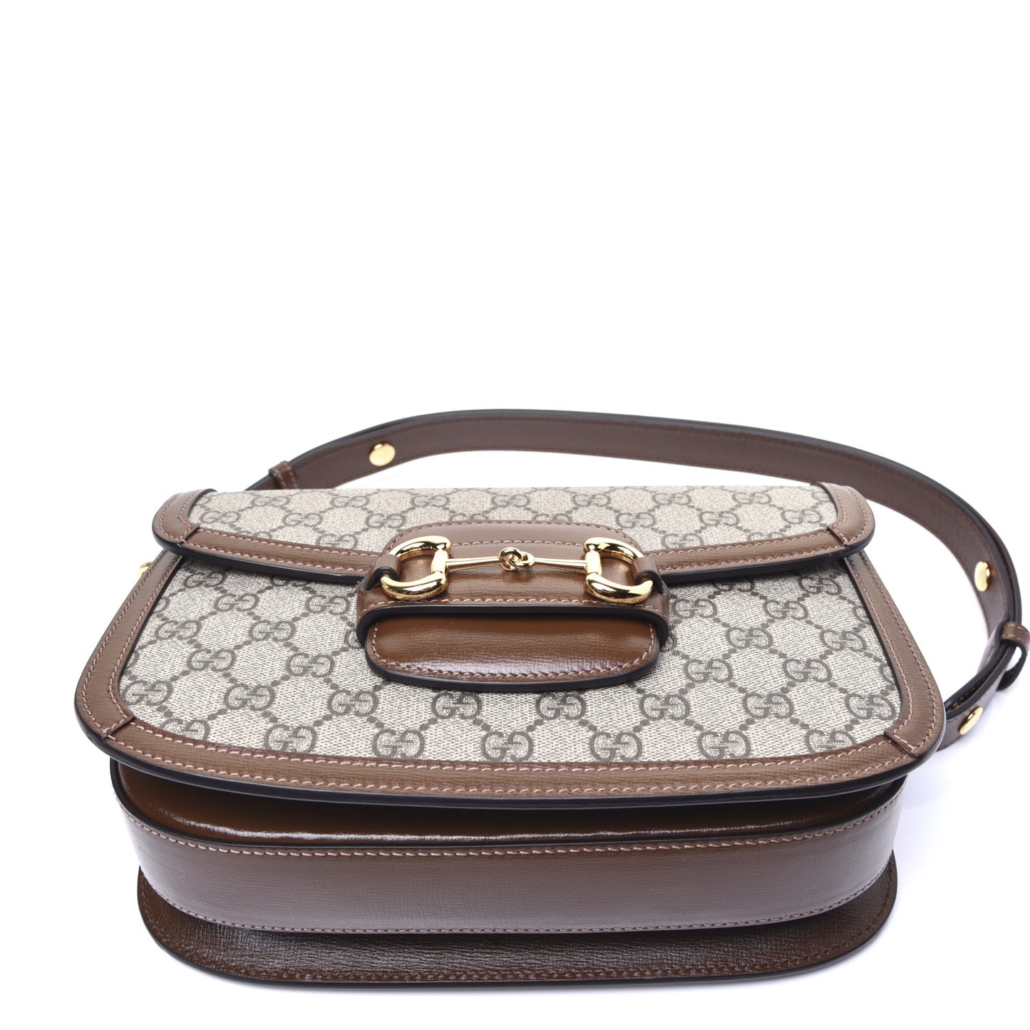 GG Supreme Monogram Horsebit 1955 Shoulder Bag Beige Brown Sugar