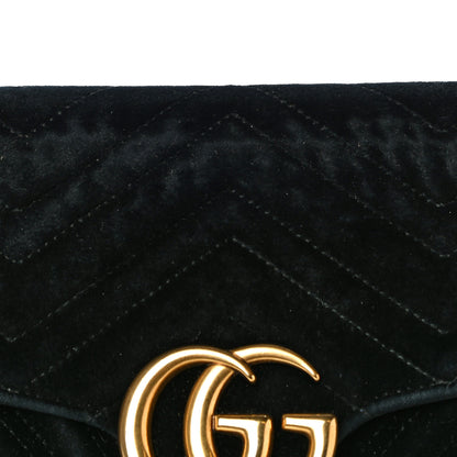 Gucci Velvet Matelasse Small GG Marmont Shoulder Bag Black 11 of 22