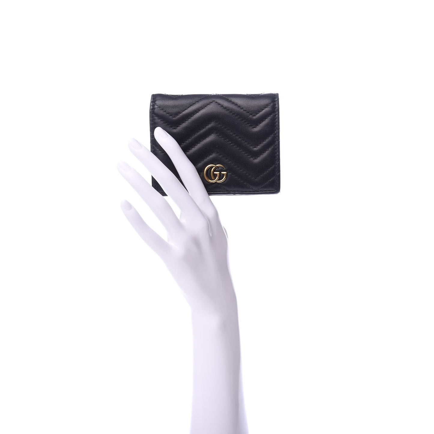 Calfskin Matelasse GG Marmont Card Case Black
