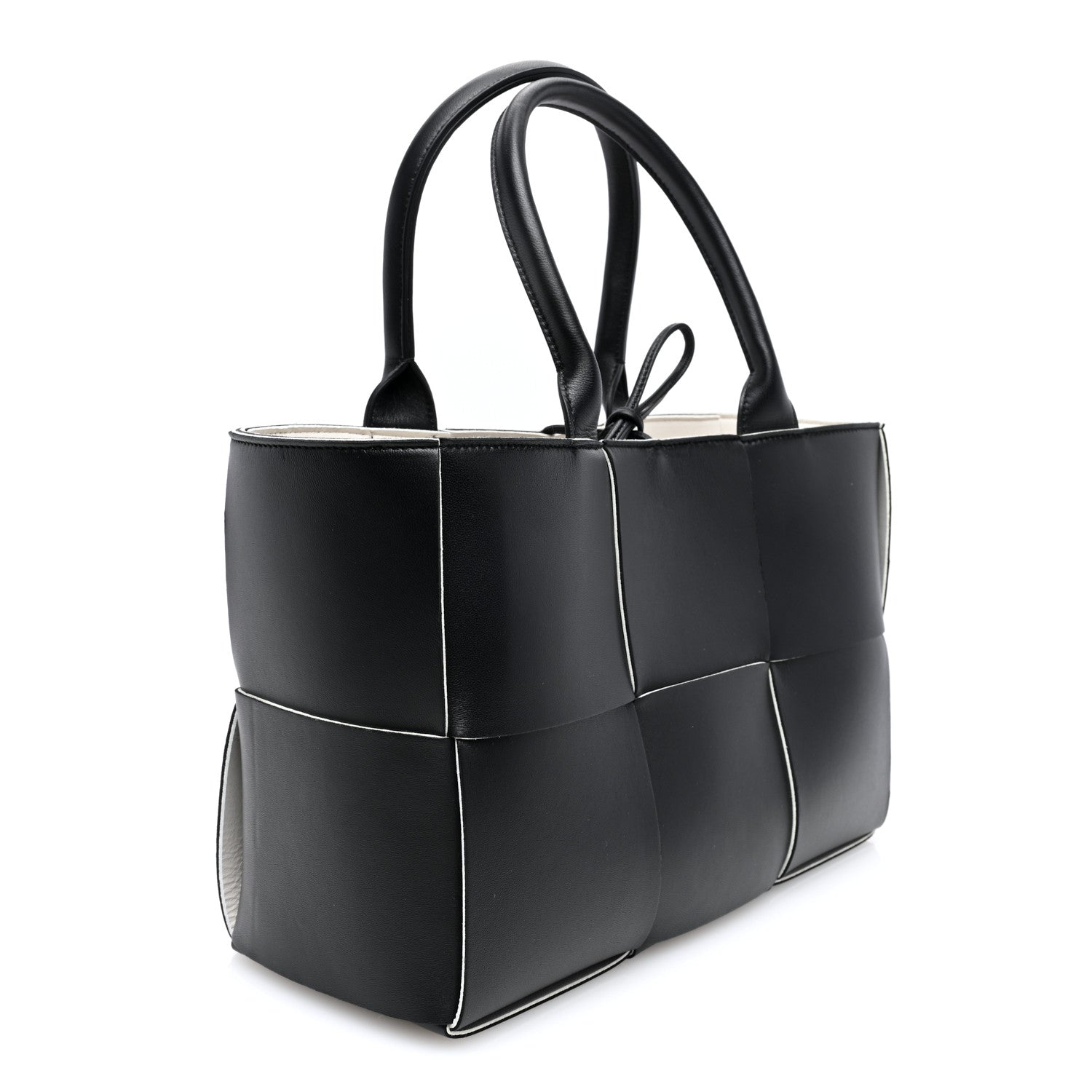Bottega Veneta Nappa Maxi Intrecciato Small Arco Tote Black White 3 of 9