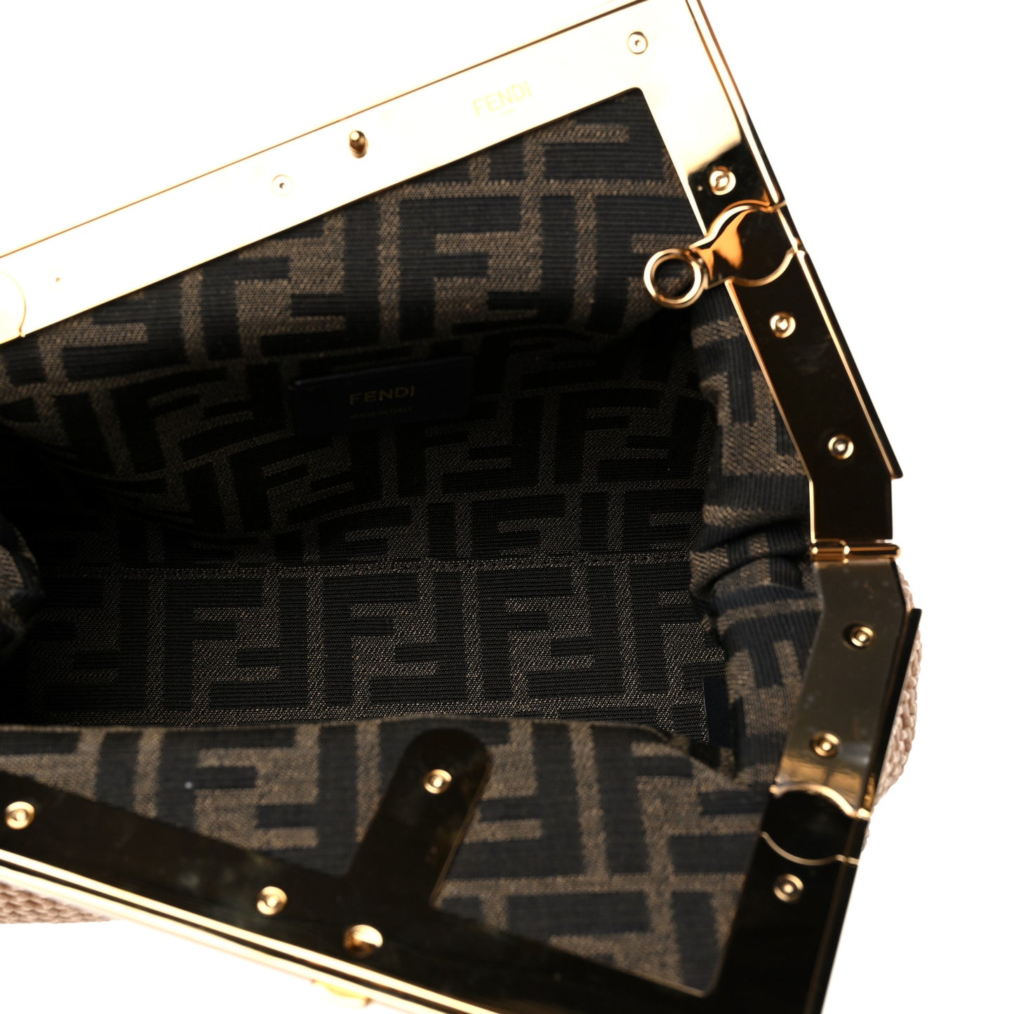 Raffia Nappa Macrame Small Fendi First Natural Sahara