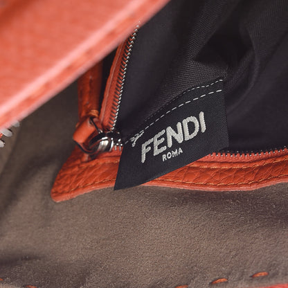Fendi Calfskin Romano Selleria Lei Boston Tote Dark Orange 7 of 11
