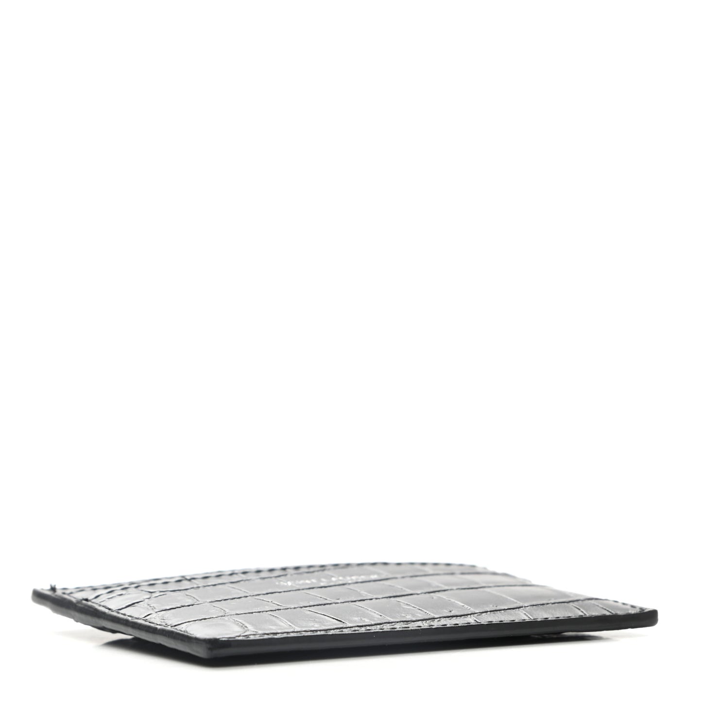 Calfskin Crocodile Embossed Card Case Black