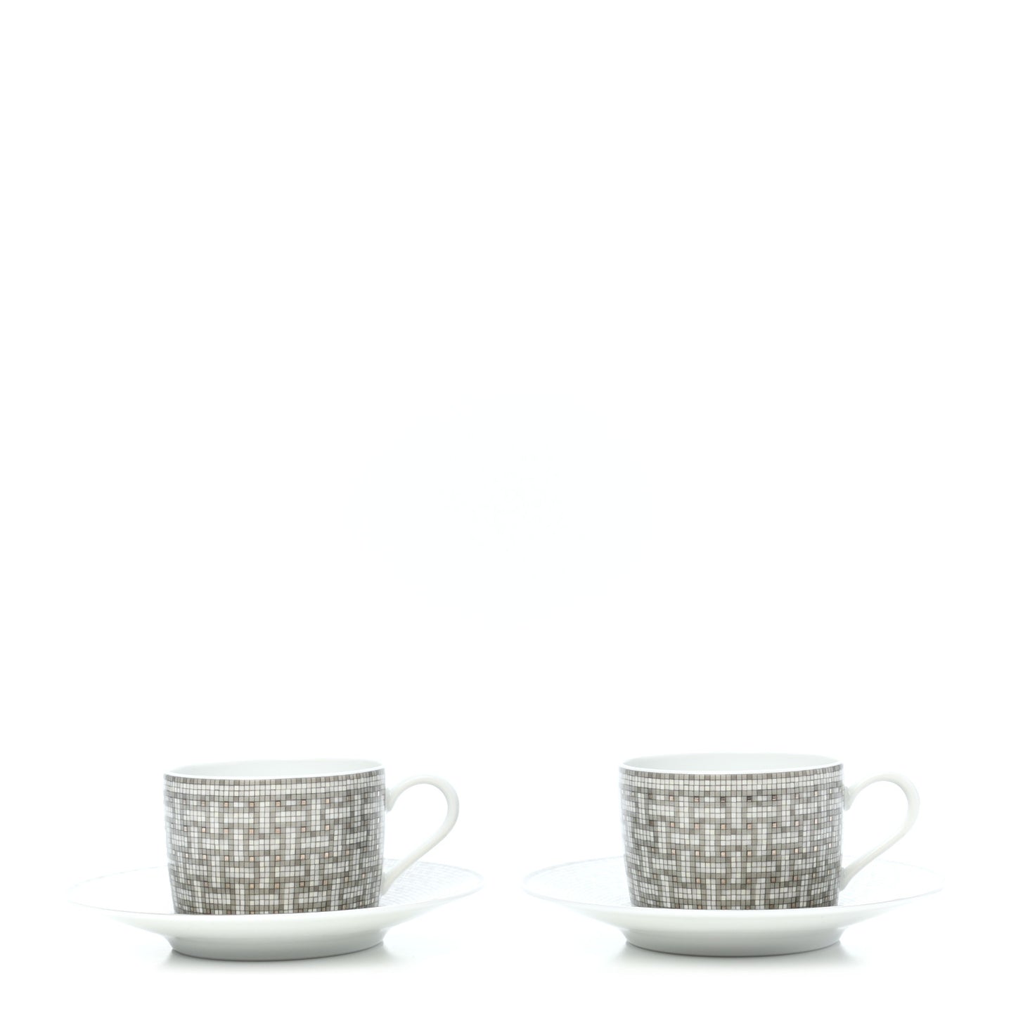 Porcelain Mosaique Au 24 Platine Tea Cup And Saucer Set Of 2 Platinum