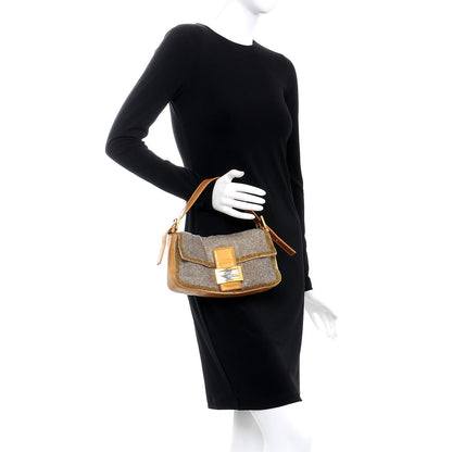 Fendi Beaded Baguette Gold Silver 2 of 15