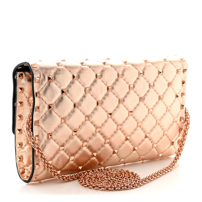 Valentino Garavani Metallic Lambskin Rockstud Spike Wallet on Chain Rame 3 of 9