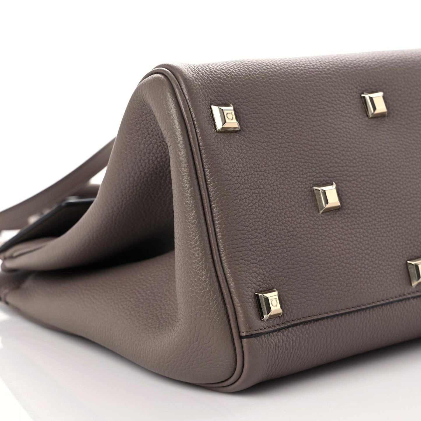 Hammered Calfskin Medium Studio Bag Caraway Seed