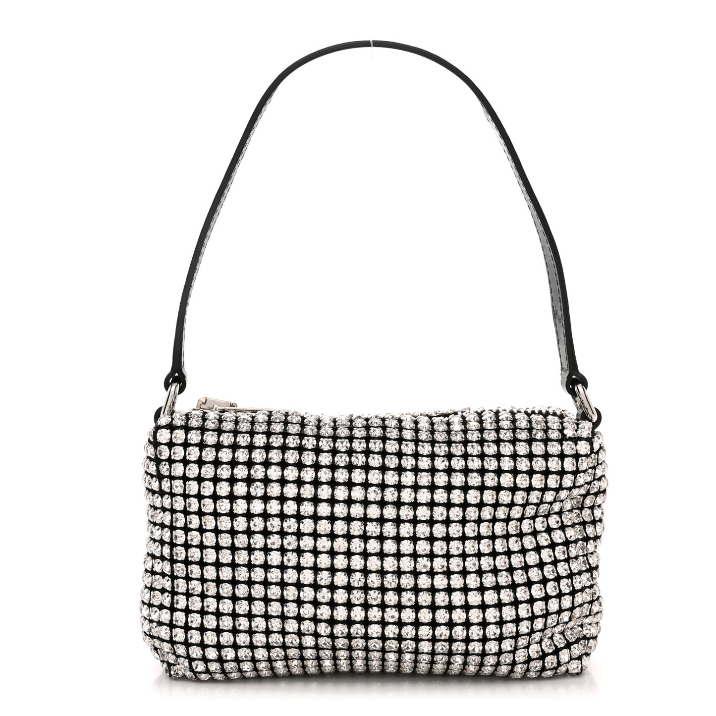 Mesh Crystal Rhinestone Mini Heiress Pouch Black Silver