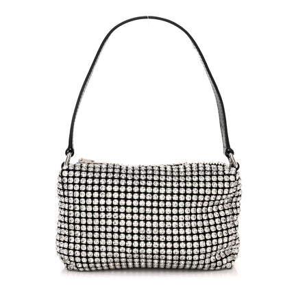 Alexander Wang Mesh Crystal Rhinestone Mini Heiress Pouch Black Silver 1 of 9