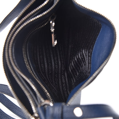 Prada Vitello Phenix Double Zip Crossbody Bag Baltico 7 of 9