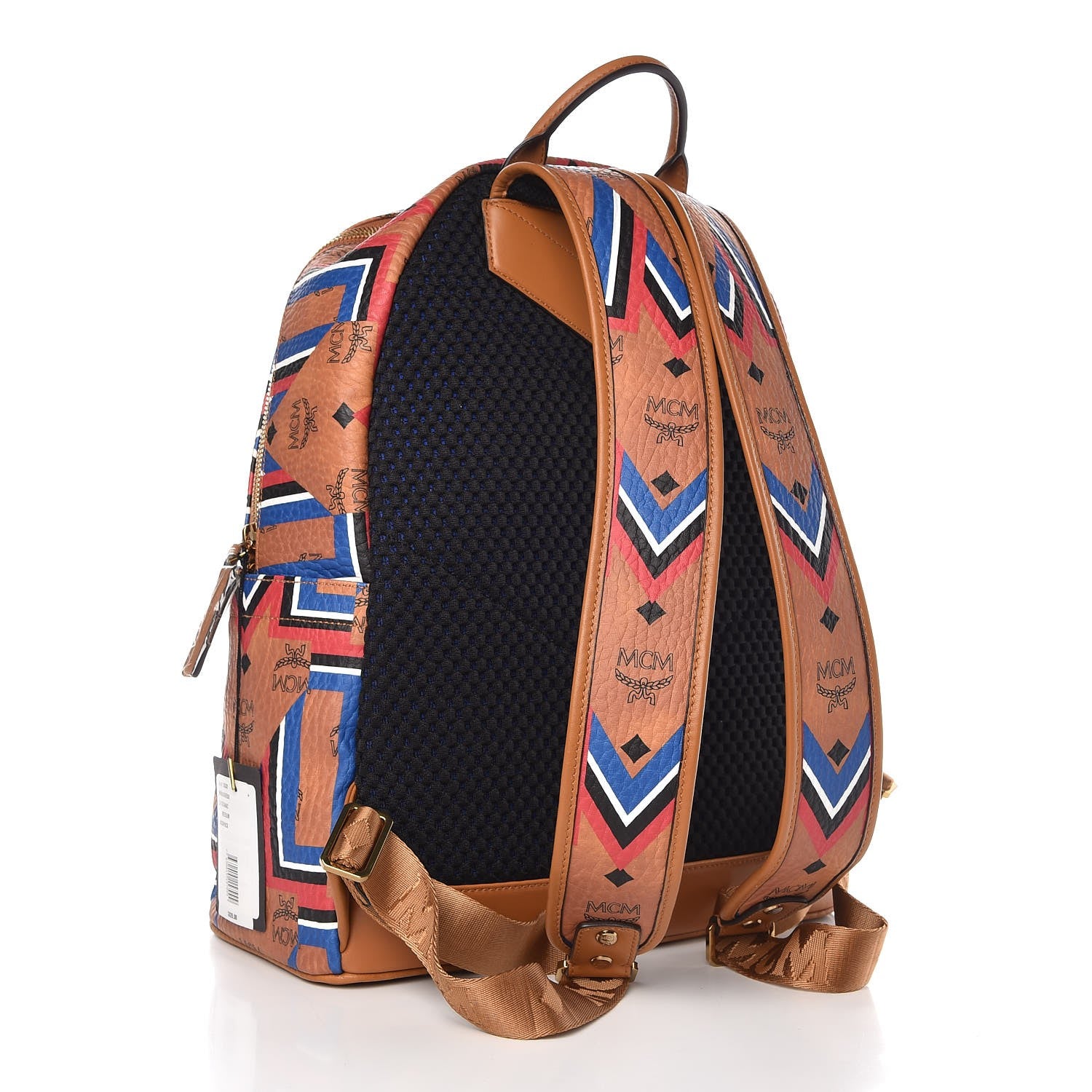 MCM Visetos Gunta Striped Printed Medium Stark Backpack Cognac 3 of 8