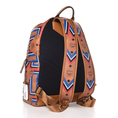 MCM Visetos Gunta Striped Printed Medium Stark Backpack Cognac 3 of 8