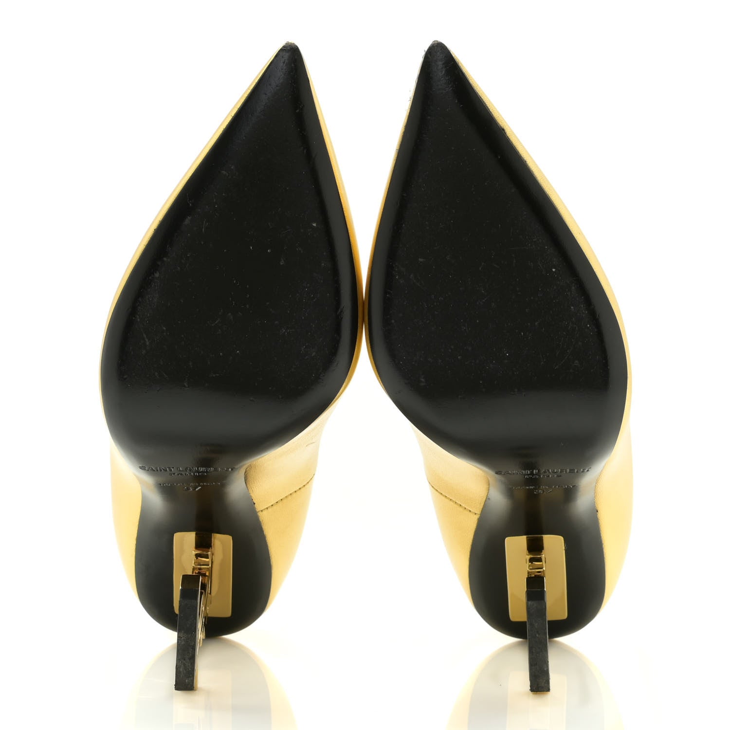 Saint Laurent Calfskin Opyum 100 Pumps 37 Gold 6 of 11