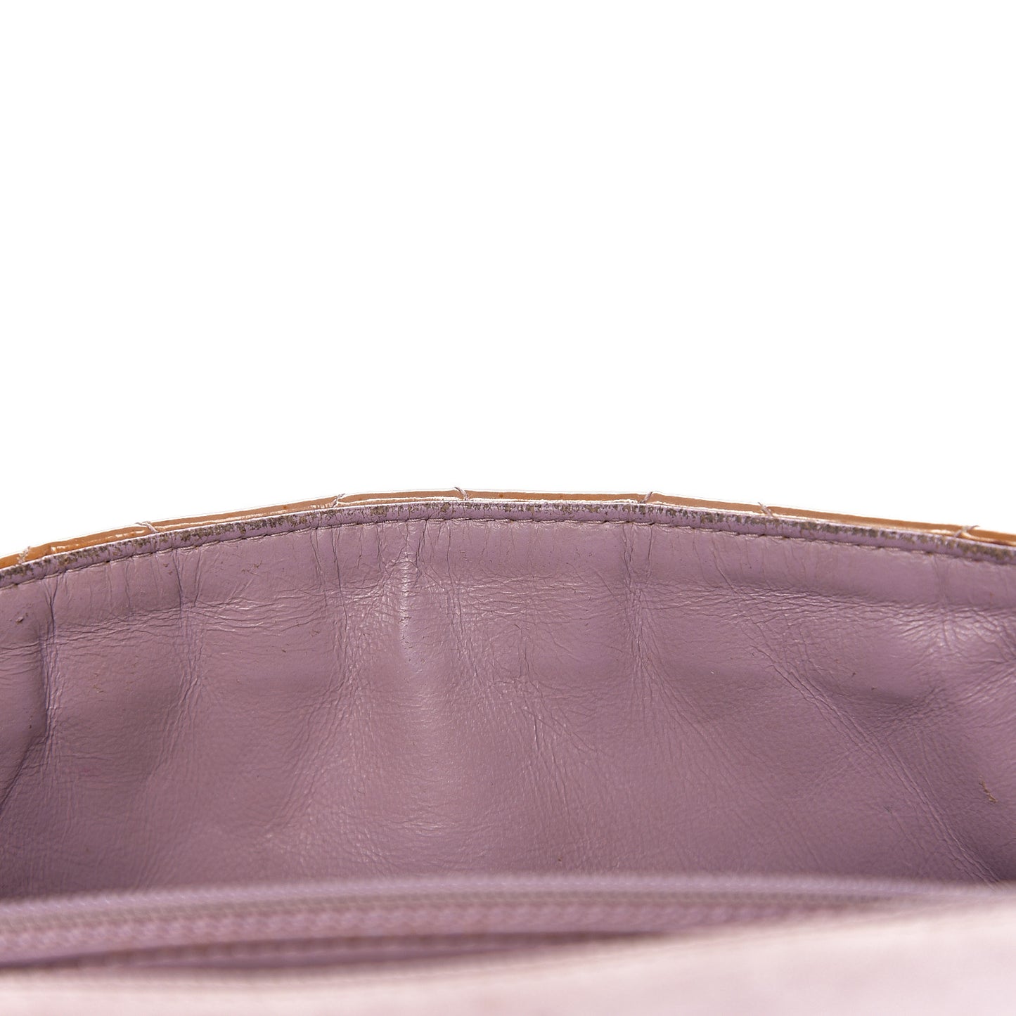 Patent Calfskin Quilted Mini Rectangular Flap Dark Beige