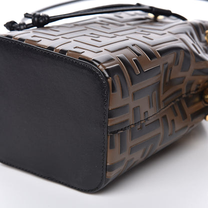 Fendi Vitello Liberty F is Fendi Bi-Color FF 1974 Embossed Mini Mon Tresor Bucket Bag Maya Black 9 of 9